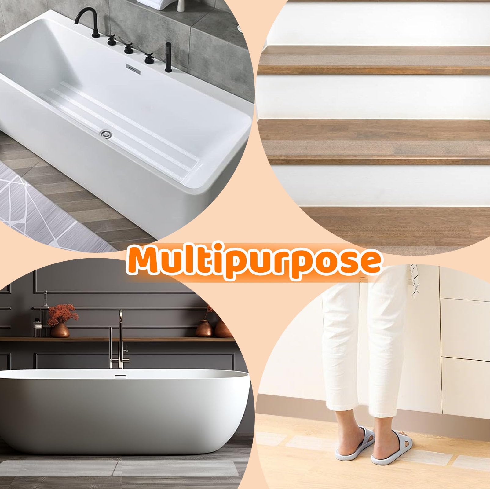 Tappeti per scale 15×60 cm, accessori per scale antiscivolo, 15 pezzi di tappetino per gradini autoadesivo trasparente, striscia per scale antiscivolo impermeabile, adatto per scale e pavimenti in le