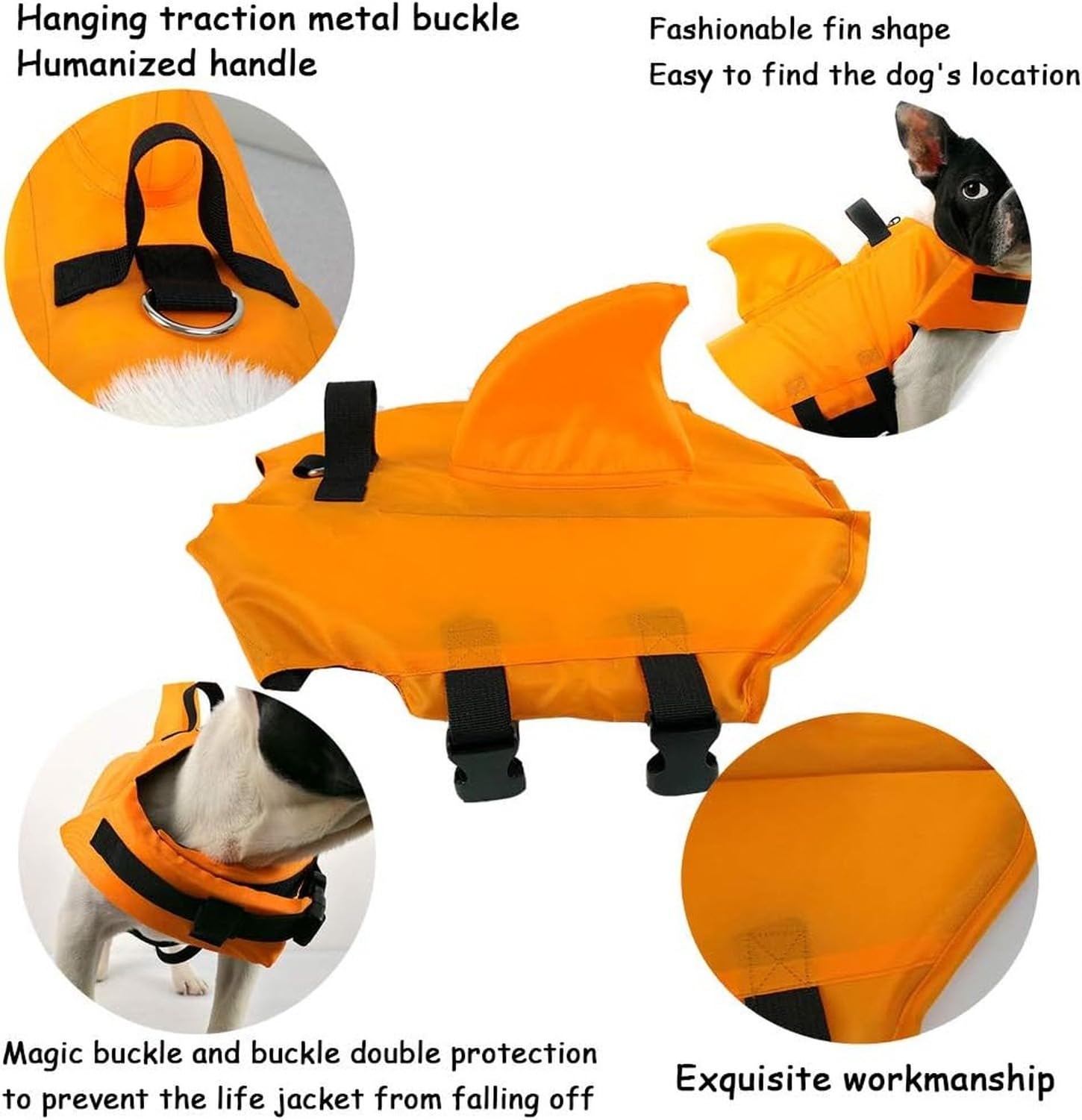 Chaleco Salvavidas para Perros, Flotador de Mascotas de Ripstop, Vestido de Baño de Seguridad Acuática para Perros Pequeños, Medianos y Grandes, para Piscina, P, Orange, XXL