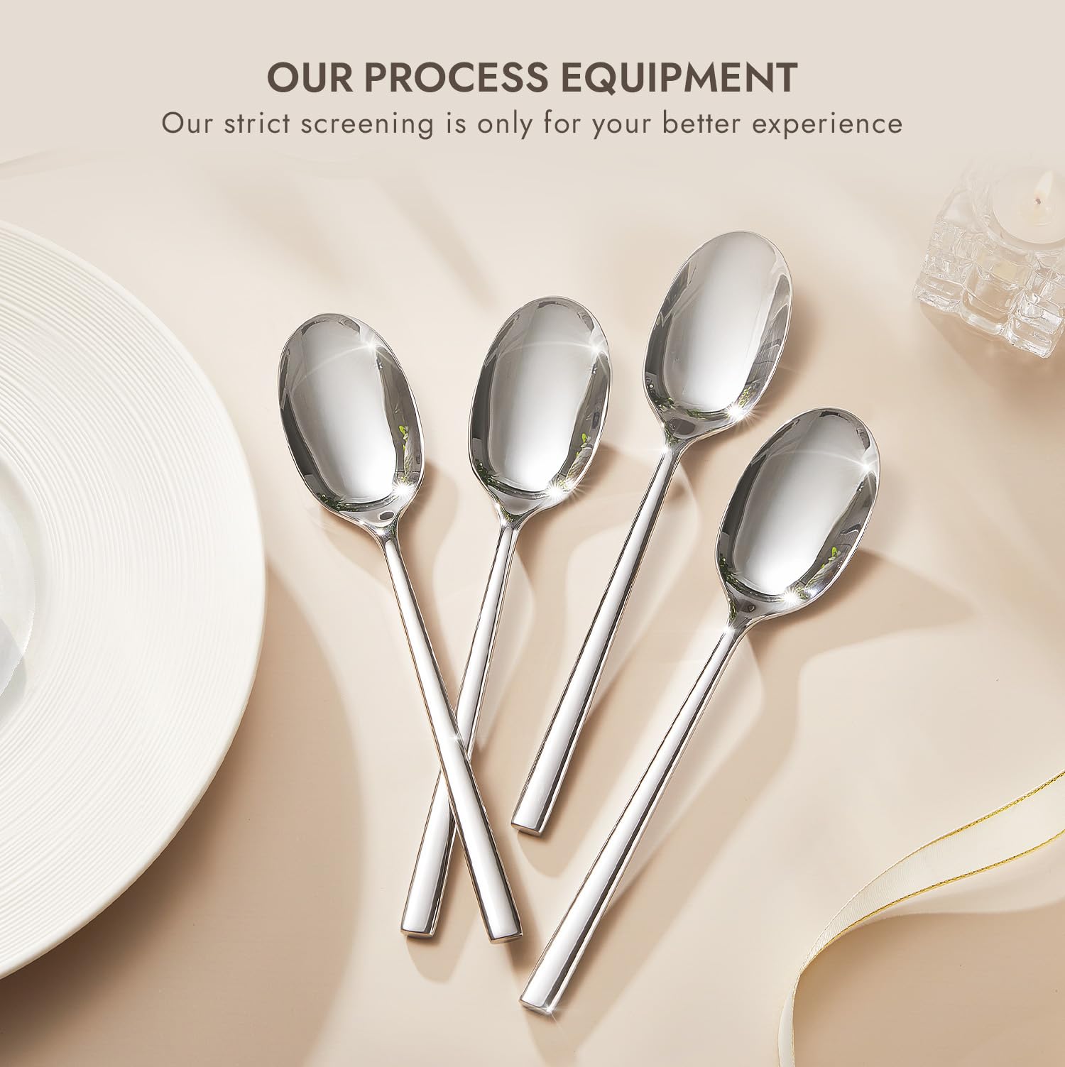 KINGSTONE Esslöffel-Set, 16-teilig, Bestecklöffel, Premium-Edelstahl-Löffel, hochglanzpoliert und spülmaschinenfest, Verwendung für Küche, Zuhause, Hochzeit, Party