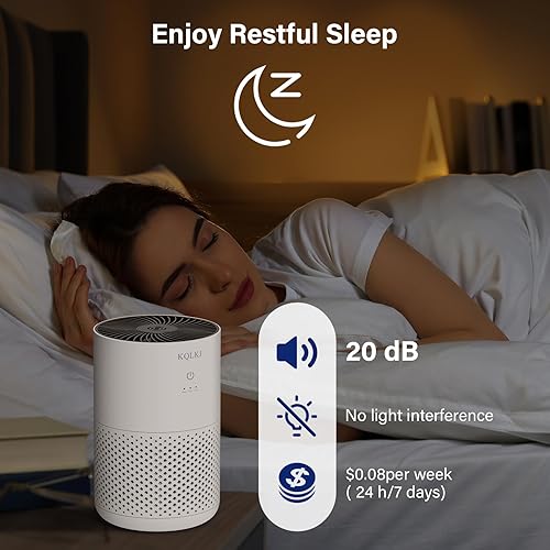 Miniatura 9 de KQ-31 blanco + filtro HEPA, purificadores de aire para dormitorio, purificador de aire HEPA 13 de 20 dB con aromaterapia para un mejor sueño, filtro