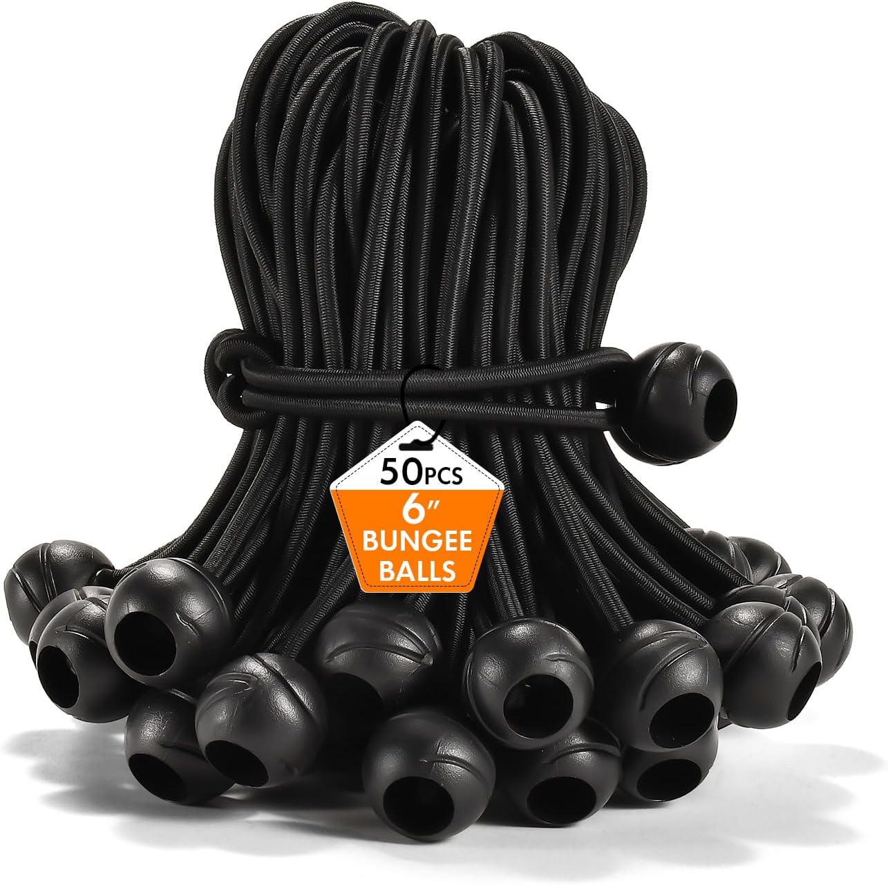 50 Pack Tarp Bungee with Balls, Heavy Duty Ball Bungee Cords, UV