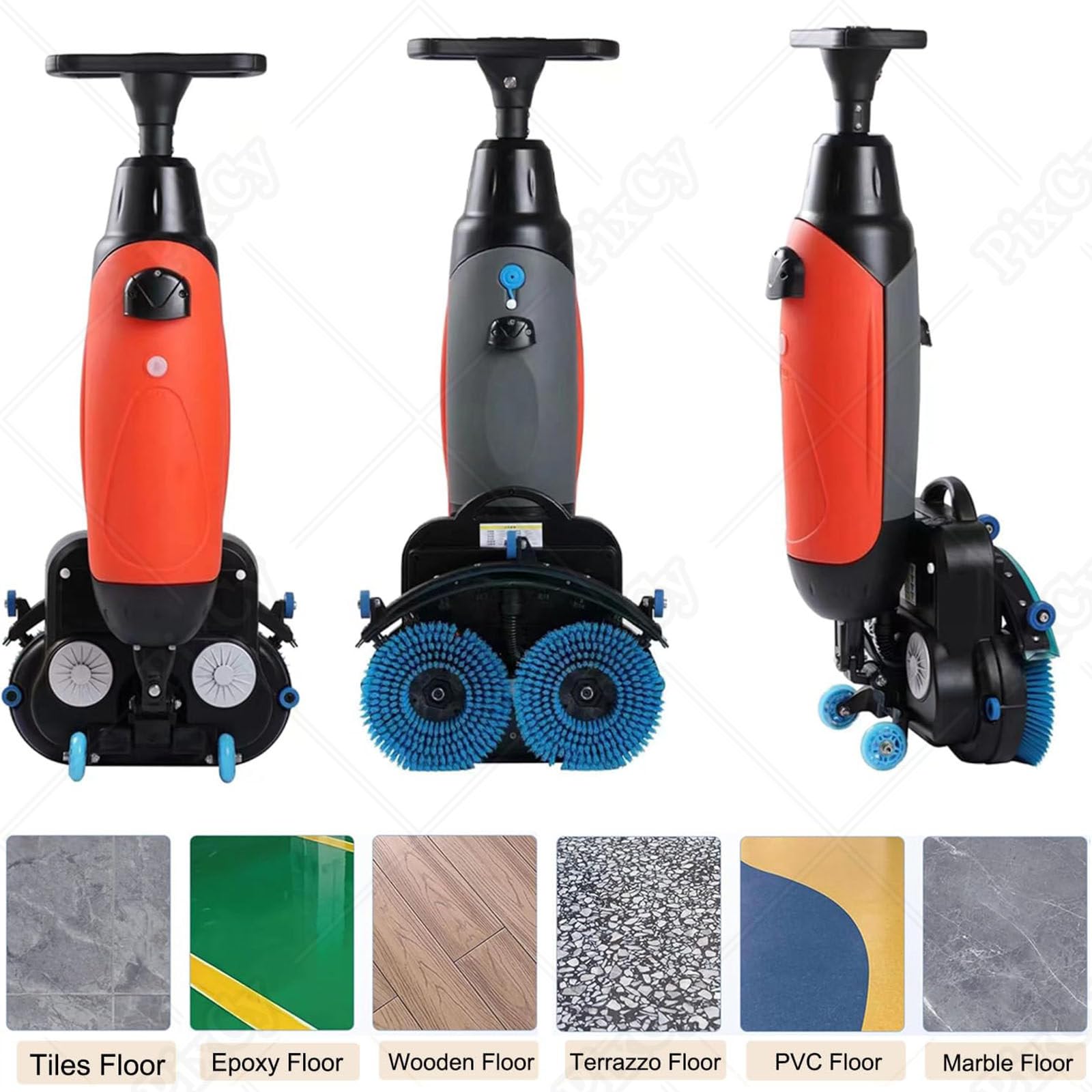 Máquina de limpieza de pisos inalámbrica con cepillos dobles y 240 RPM, tiempo de funcionamiento de 90 minutos para el hogar, la cocina y los suelos de la oficina