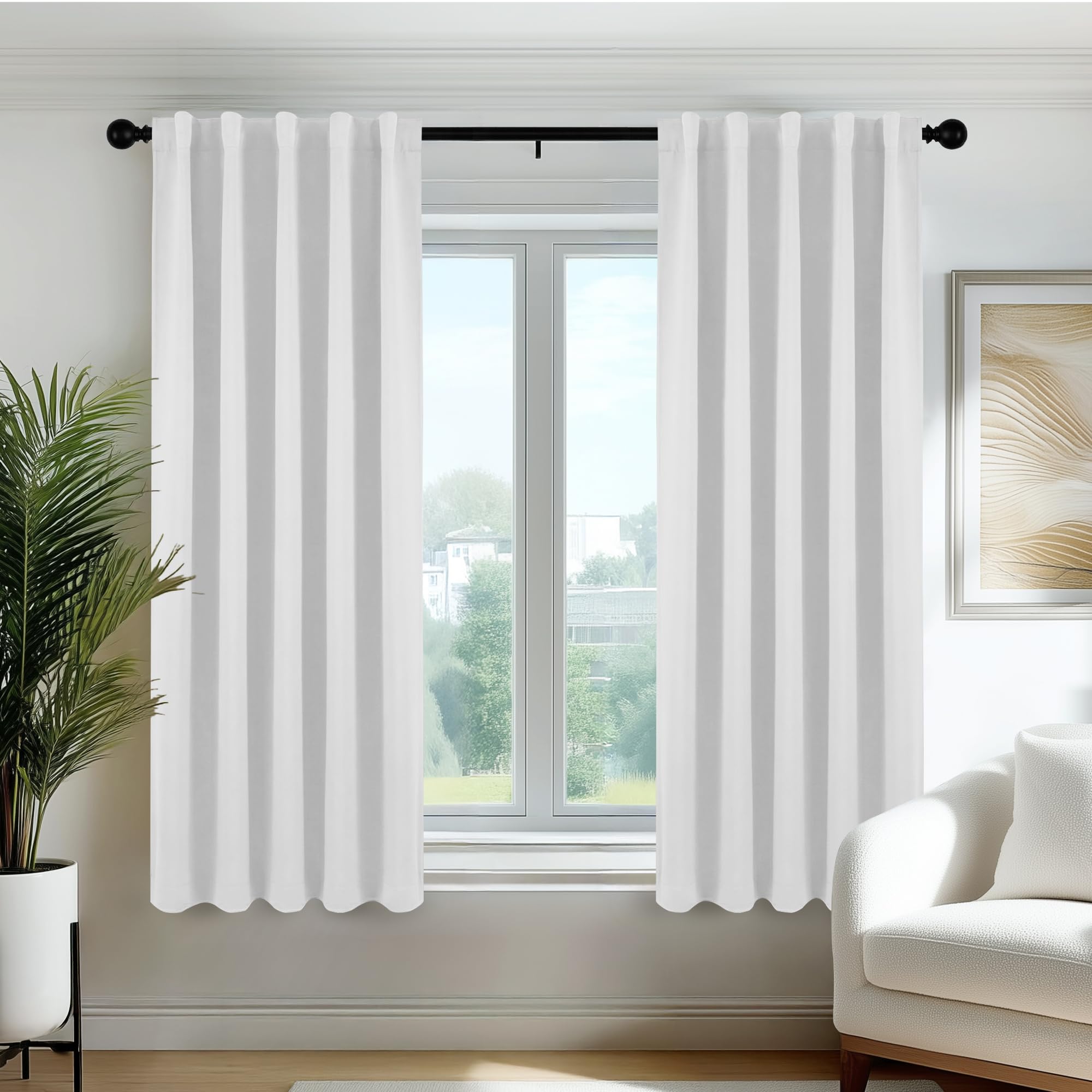 Deconovo Verdunkelungsvorhänge Blickdichte Gardinen mit Kräuselband Schlaufen Vorhang 3-in-1 Thermo Vorhänge gegen Hitze Curtains für Wohnzimmer Schlafzimmer 2er Set