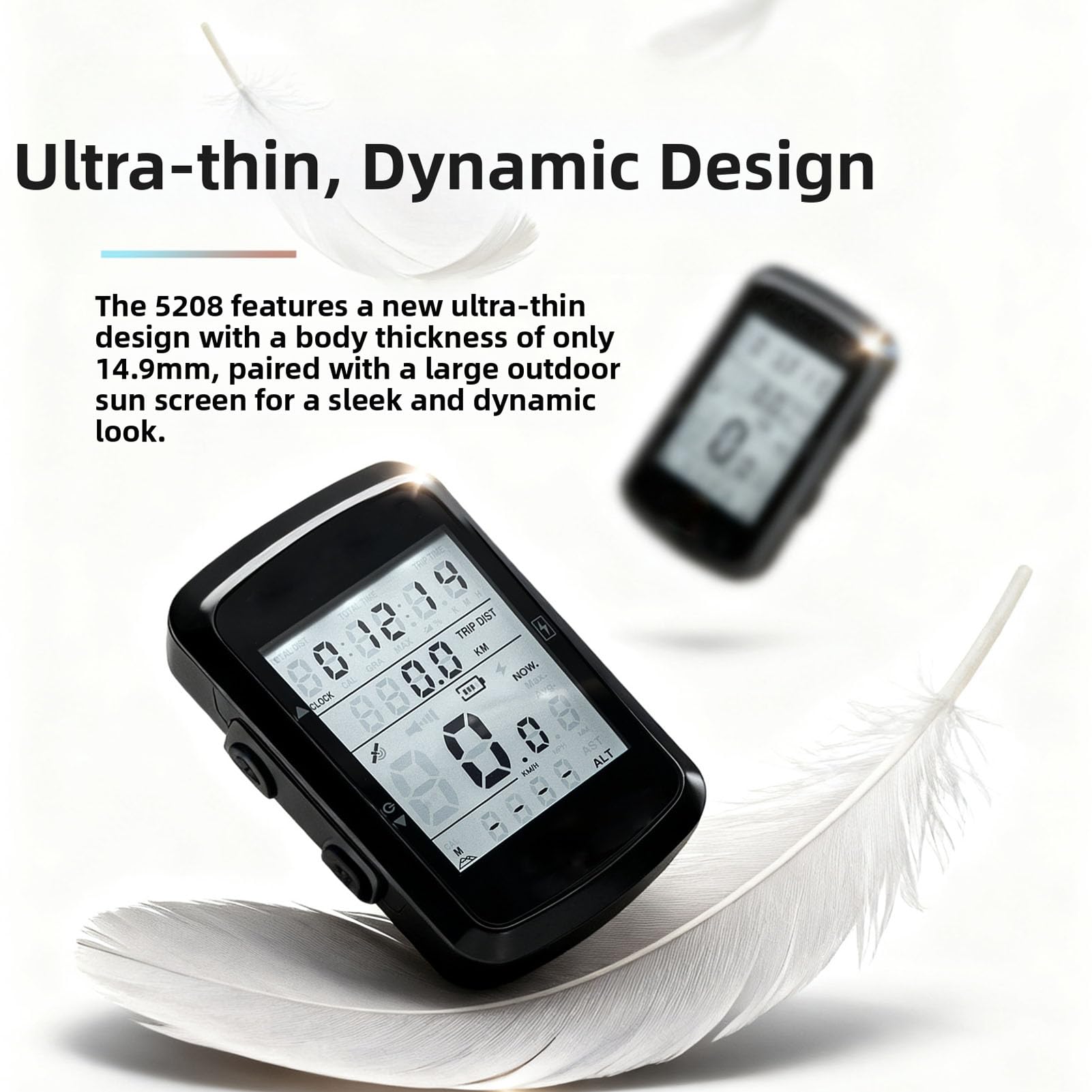 Compteur de vitesse GPS pour vélo avec rétroéclairage automatique étanche et longue durée de vie de la batterie