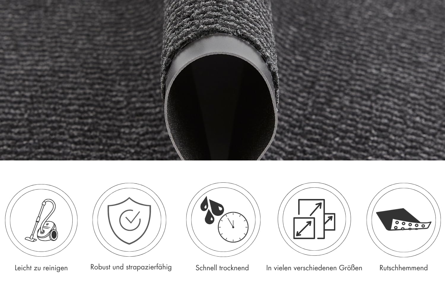 andiamo Fußmatte Easy - Schmutzfangmatte, Türmatte & Fussmatte für den Eingangsbereich - Läufer Flur nimmt Schmutz effektiv auf - 120 x 180 cm in Anthrazit