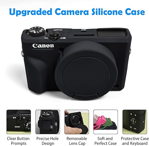 Miniatura 3 de Easy Hood Funda para cámara digital Canon Powershot G7 X Mark III, funda protectora de silicona suave con marcador de botón Funda extraíble para