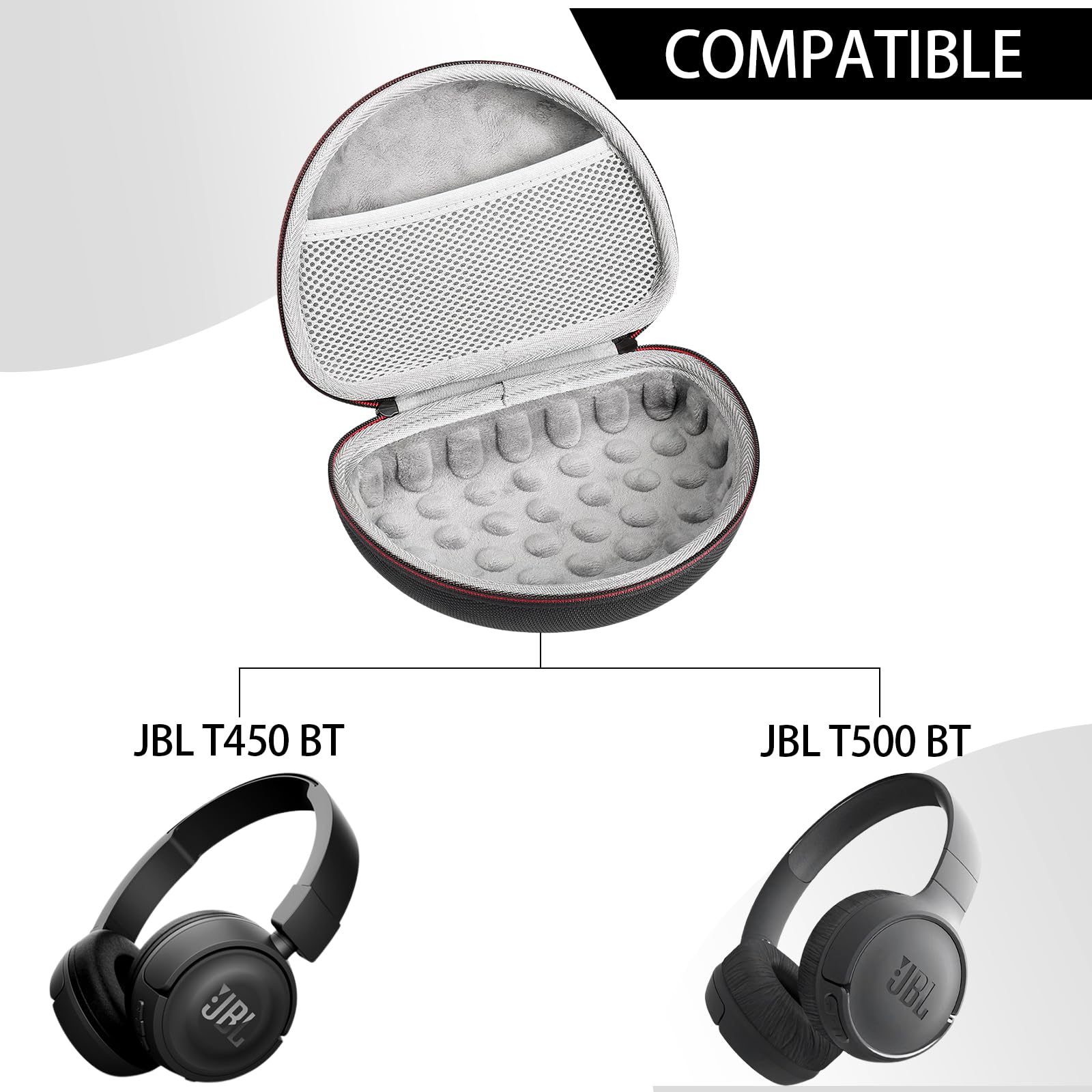 Kopfhörer Tasche, für JBL T450BT/500BT, Tragetasche Headset Hülle Etui, für die Aufbewahrung von Kopfhörern auf Reisen und im Freien (Schwarz) Elektronik & Foto