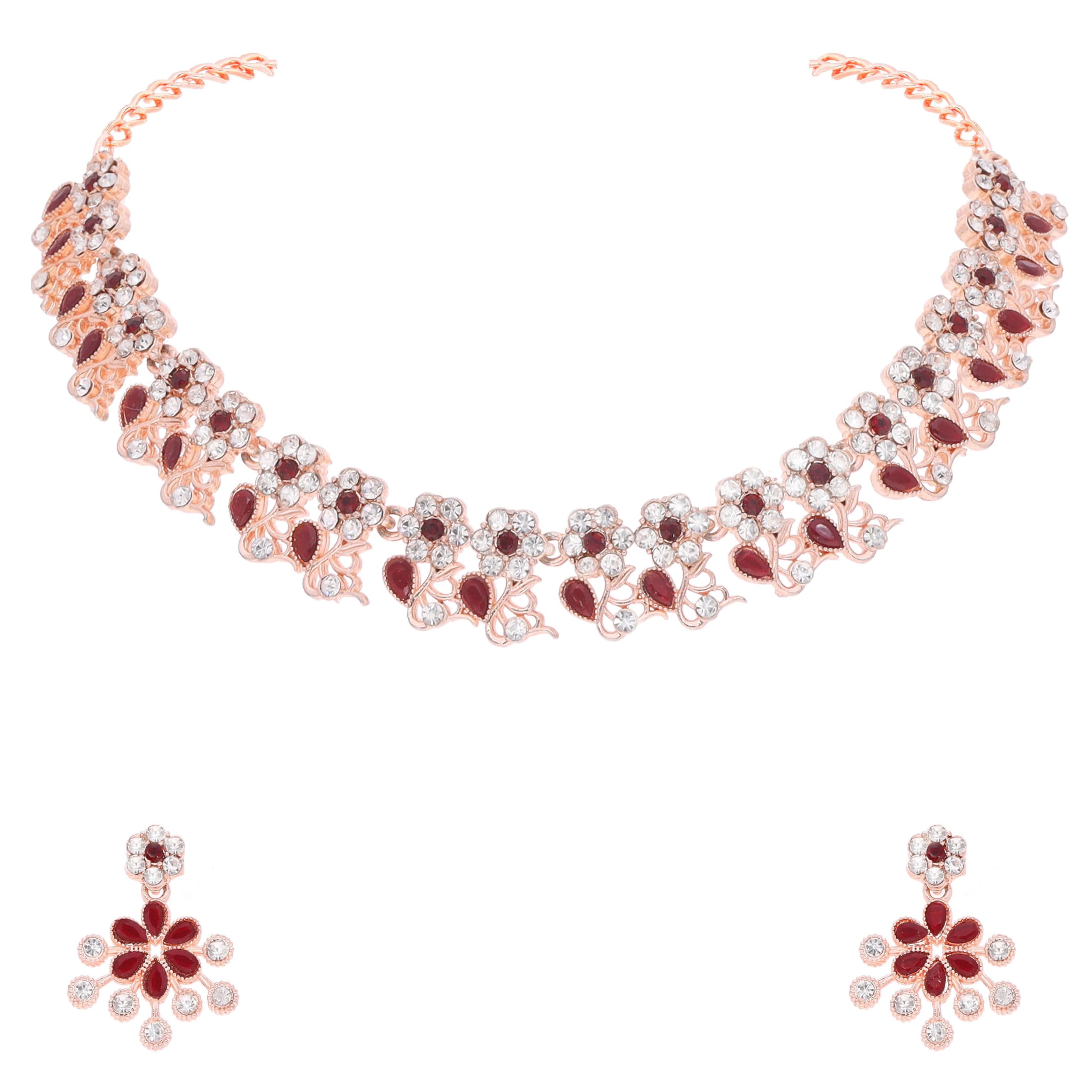 Brado Jewellery Womens Pack Of 1 Rose Gold Plated (Ad) Stone Choker Necklace Jewellery Set With Matching Pair Of Drop Earrings Perfect For Wedding Party Festival Any Special Occasions. (B0D7CWJP1X) Amazon Price History, Amazon Price Tracker