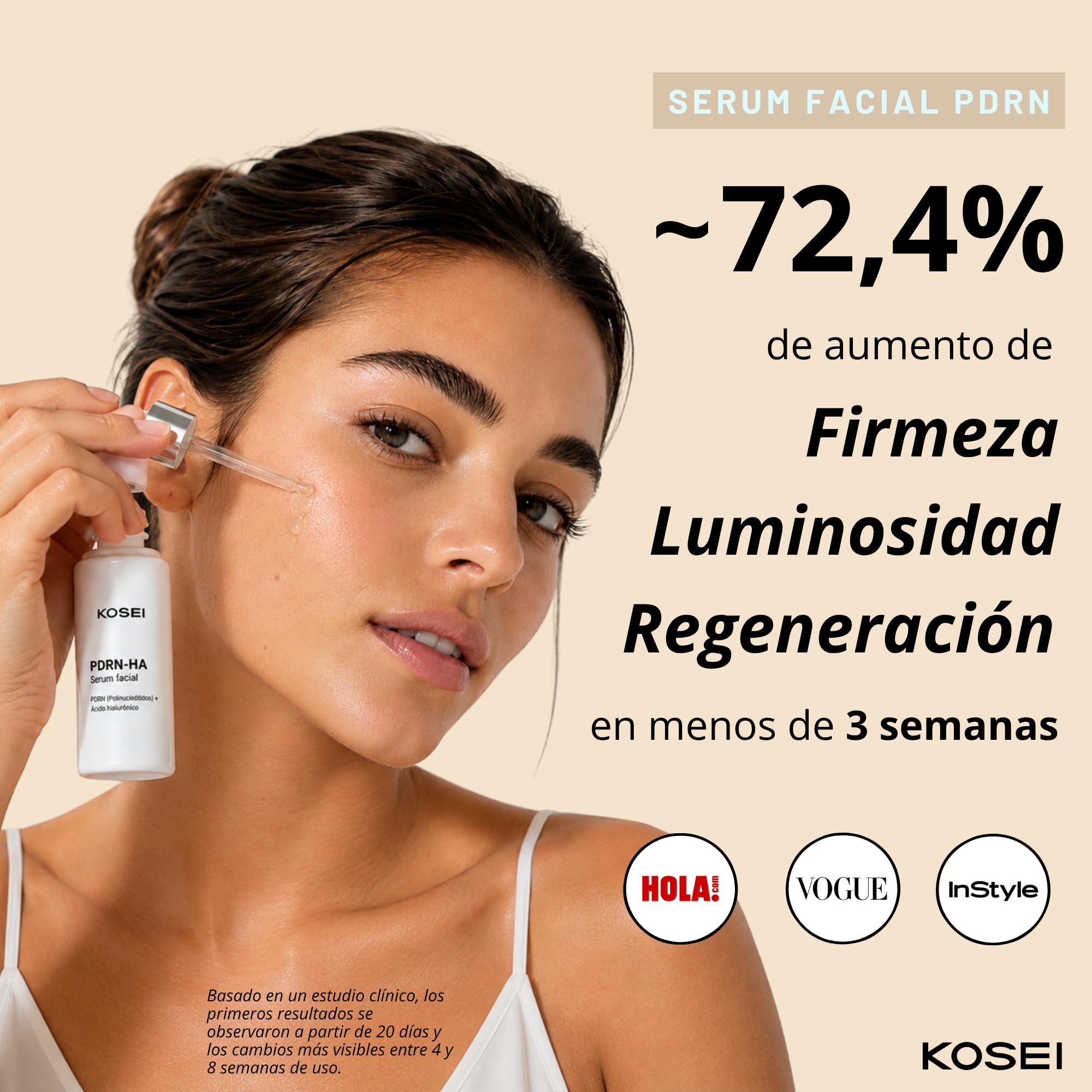 KOSEI | PDRN-HA Serum Facial Antiarrugas | Con PDRN de Salmón y Ácido Hialurónico | Regenera, Reafirma e Hidrata | Efecto Glow | 30 ml