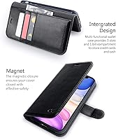 Vista 3 de OCASE Funda tipo cartera compatible con iPhone 11 con tarjetero y soporte para tarjetas, funda de piel sintética con función atril y cierre