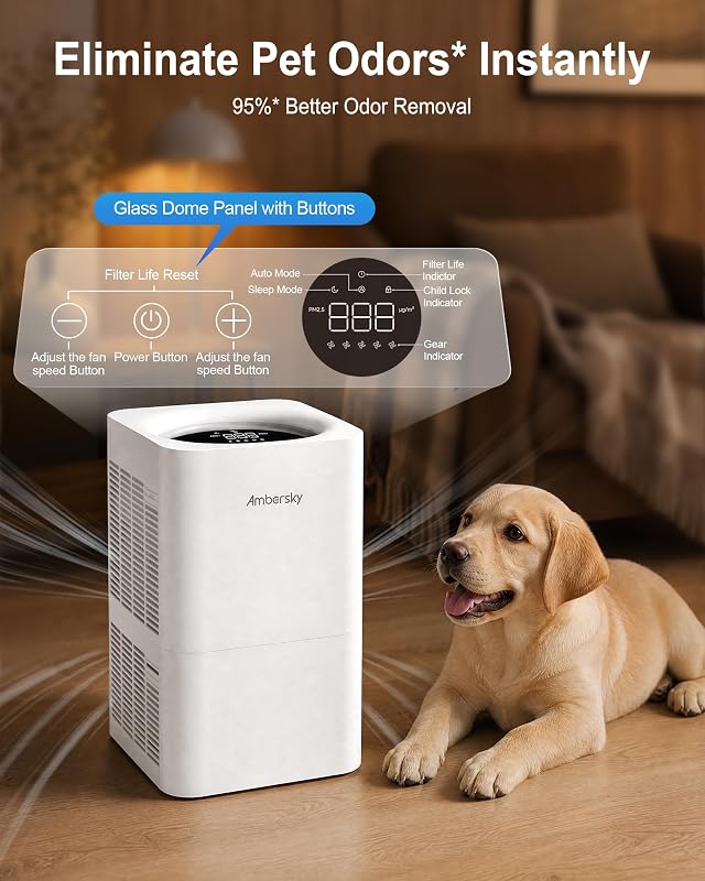 Ambersky HEPA Filter Air Purifier for Home Bedroom Large Room 2500 Ft² AUTO image 2