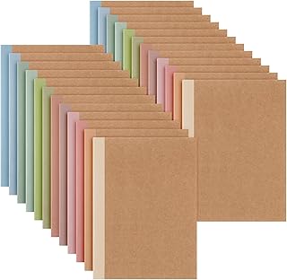 Harloon A5 Composition Notebook Journals 8 x 5.75 in College Ruled Kraft Notebooks with Rainbow Spines Small Lined Composition Book for Office Home(Light Color,24 Pcs)