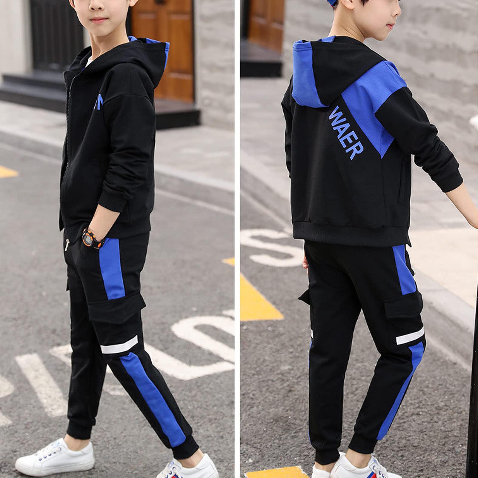 Costume Jogging Garçons Survêtement 3 Pièces Costume de Sport Enfants pour Printemps Automne