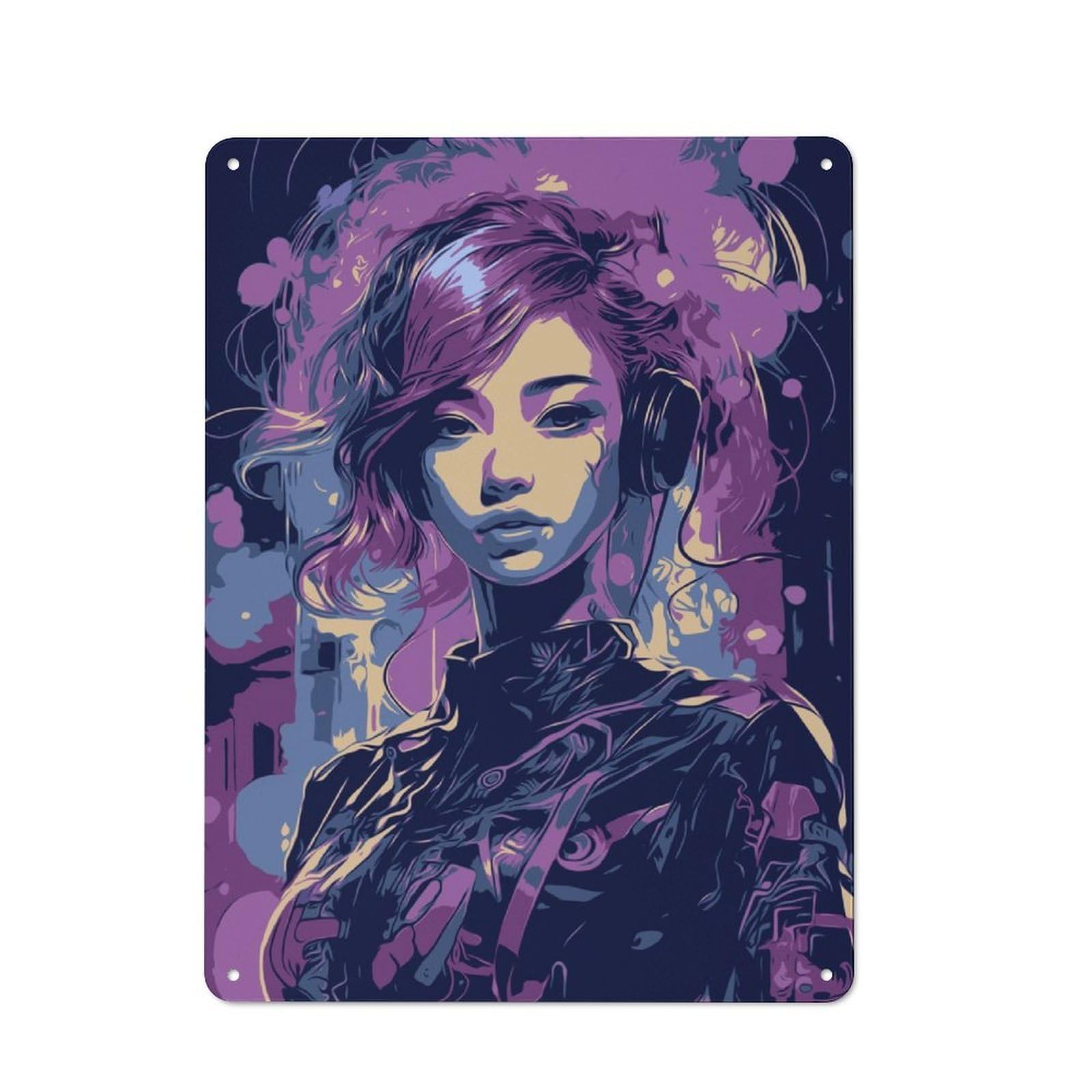Junmoney Girls Musical Tin Wall Plaque 40X30cm With For Bar Or Restaurant, Autumn Wall Decor For Hospitality Decor Collectors