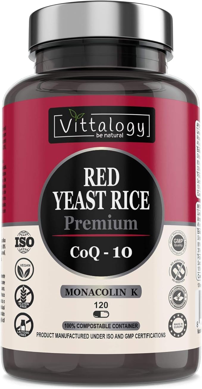 Vittalogy Red Yeast Rice Premium. Levadura de Arroz Rojo Con Coenzima Q10. Reduce el Colesterol
