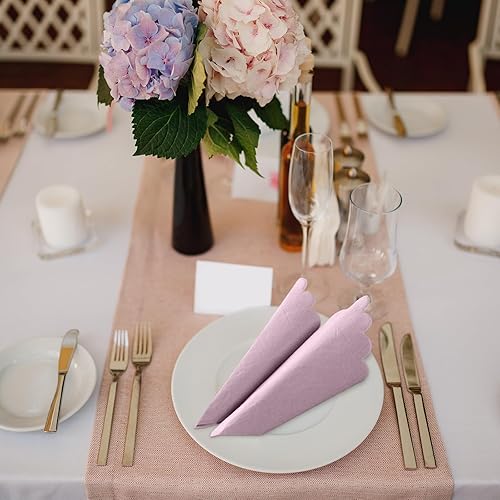 Miniatura 71 de Zhanmai Paquete de 100 servilletas de cóctel de 5 x 5 pulgadas, servilletas festoneadas de papel de color degradado con bordes festoneados, almuerzo