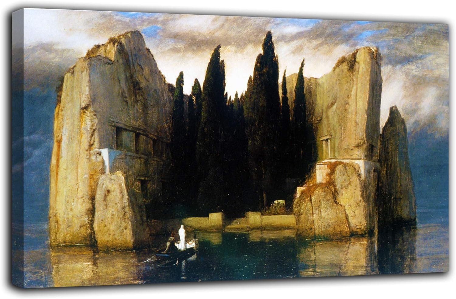 Grafic Quadro L'isola della morte (terza versione) - Arnold Böcklin - stampa su tela canvas con o senza telaio (QUADRO CON TELAIO IN LEGNO, CM 200X108)