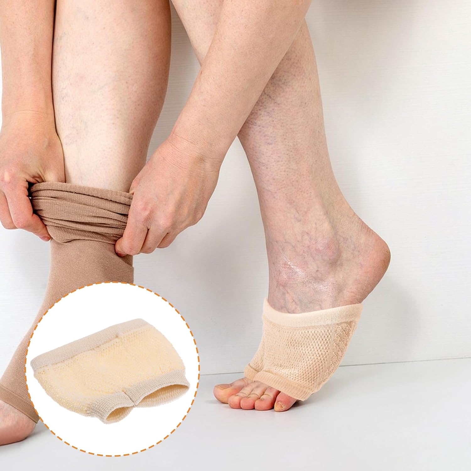 Grevosea 5 Pairs Cotton Open Toe Mule Sandal Socks - Non-Slip Liner Toe Covers for Women Ideal for Clogs Flip Flops Slides & Slippers (3 Beige+2 Black)