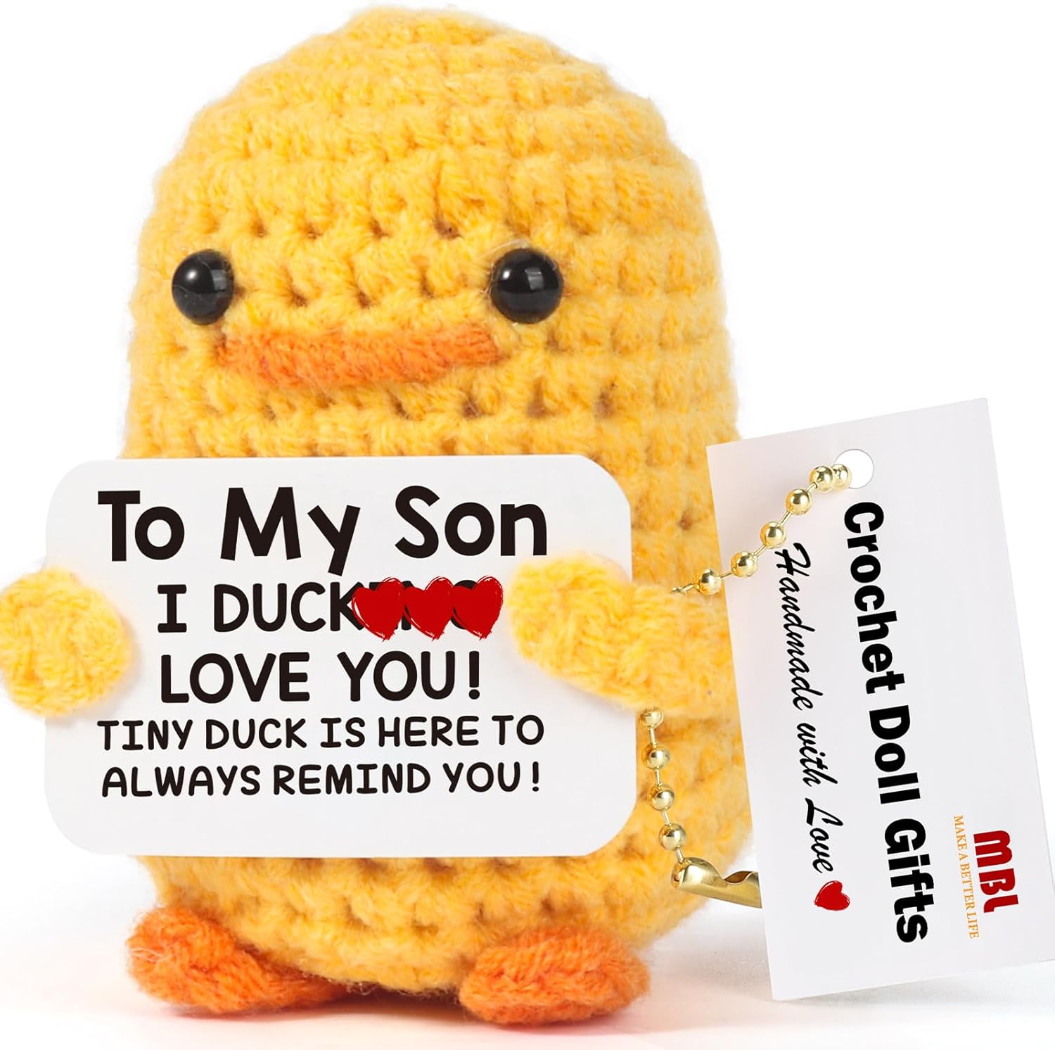 MBL Gifts for Son Birthday from Mom - Easter Graduation Funny Cute Crochet Duck to My College Teen Son from Mother Dad, I Duck Love You