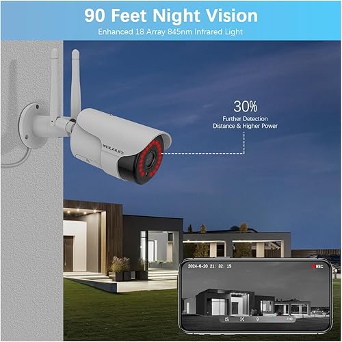 Miniatura 4 de WEILAILIFE Audio de 2 vías sistema de cámara de seguridad inalámbrica para exteriores de 5 MP, videovigilancia WiFi, sistema de cámara de vigilancia