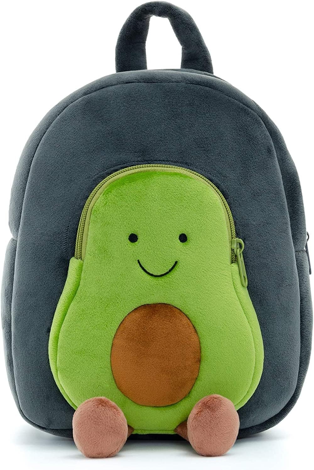 DZert Avacado Kids School Bag Soft Plush Cartoon Velvet Animal Backpacks Cartoon, Picnic, Nursery, Preschool Boys/Girls/Baby (2 to 6 Years) (Grey)