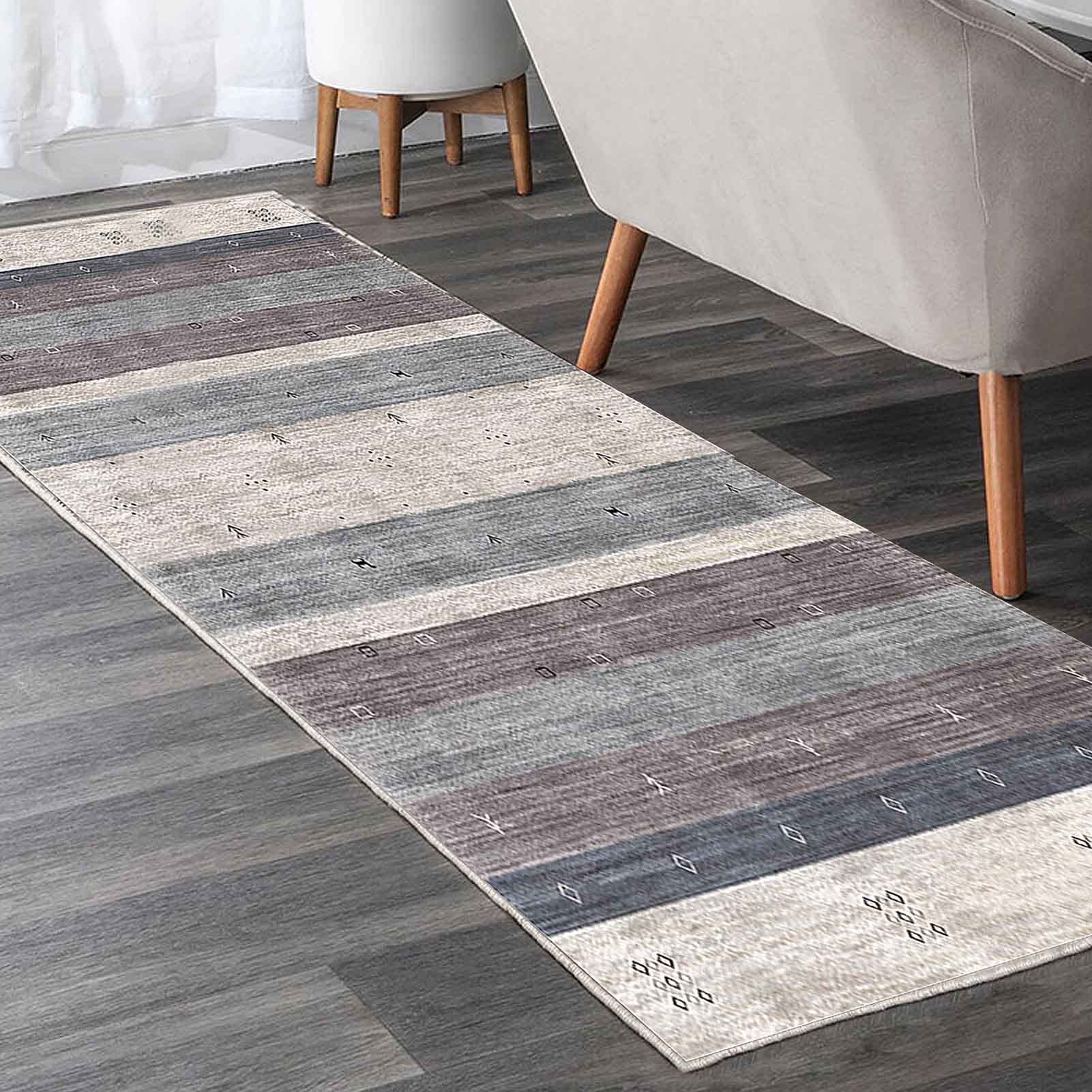 Tapis de couloir antidérapant et lavable gris 60x300cm sécurité cuisine