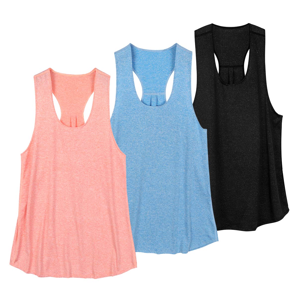VEQKINGWomen Workout Tank Tops Loose Fit Racerback Muscle Tanks Sleeveless Shirts Pack for Yoga Running Exercise Gym