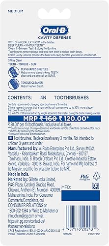 Miniatura 7 de Oral B Cavity Defense 123 - Cepillo de dientes (4 unidades), color negro