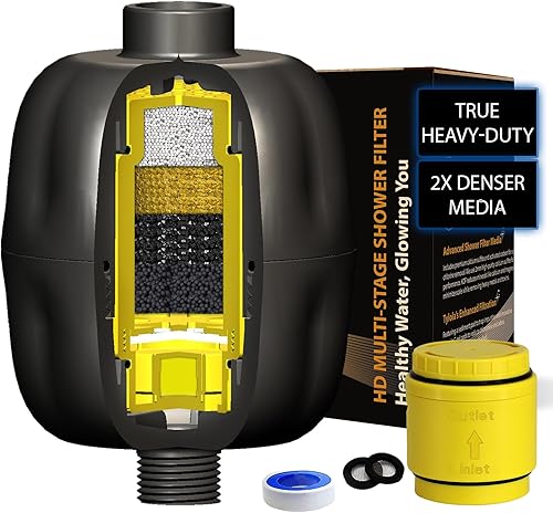 Filtro de cabezal de ducha multietapa, removedor de agua dura y cal, reduce el cloro, metales pesados, olores, suaviza el cabello y alivia el