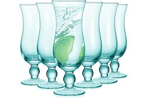 6 Pack Teal Hurricane Glasses: Refreshing Colorful Touch for Any Occasion!
