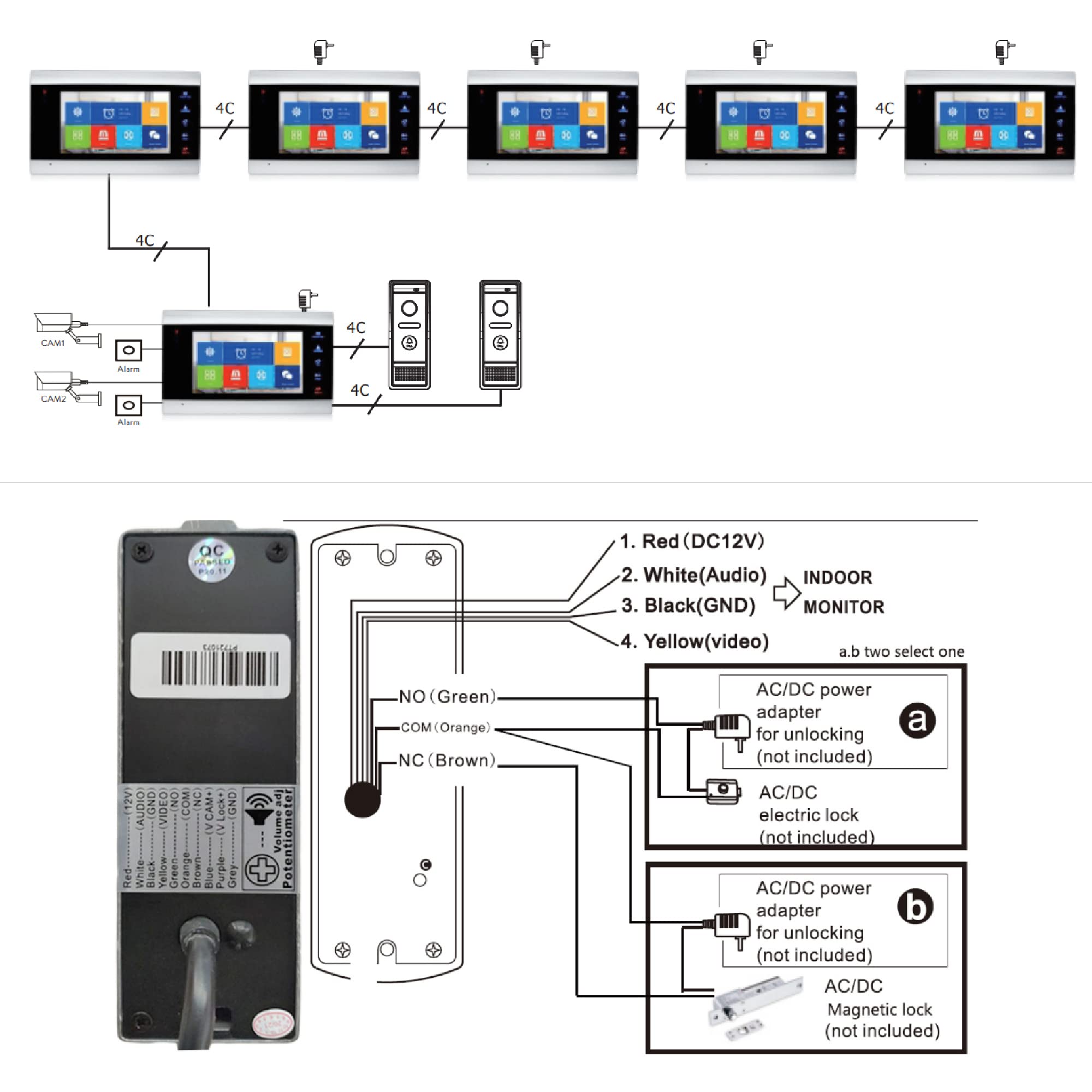 PNI Videocitofono intelligente con 2 monitor SafeHome PT720MW WiFi HD, P2P