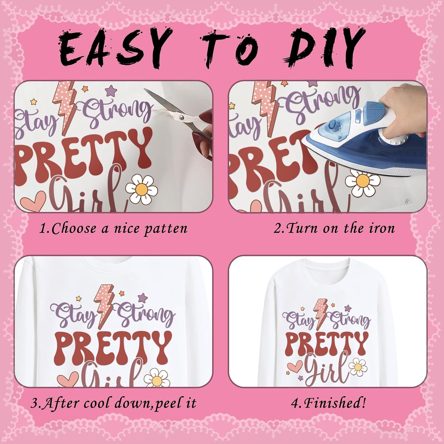Dazoratix Mama Iron on Transfers - 12 Sheets Cute Coquettee Bow DTF Ready to Press Heat Patches Pink Chinoiserie Mammy Mimi Stickers Vinyl Decal for Women T Shirts Clothes Bag Hat DIY Craft Decoration