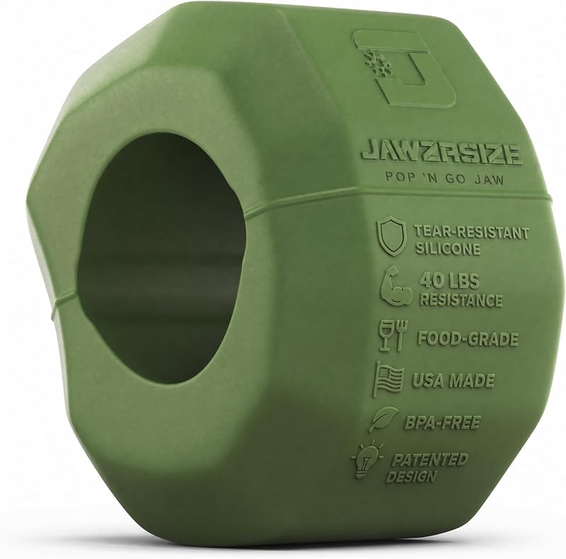 Jawzrsize Pop 'N Go Ejercitador de mandíbula, rostro y cuello - Defina su línea de mandíbula, adelgace y tonifique su rostro, luzca más joven y saludable - Ayuda a reducir el estrés y los antojos - Ejercitador facial (verde avanzado)