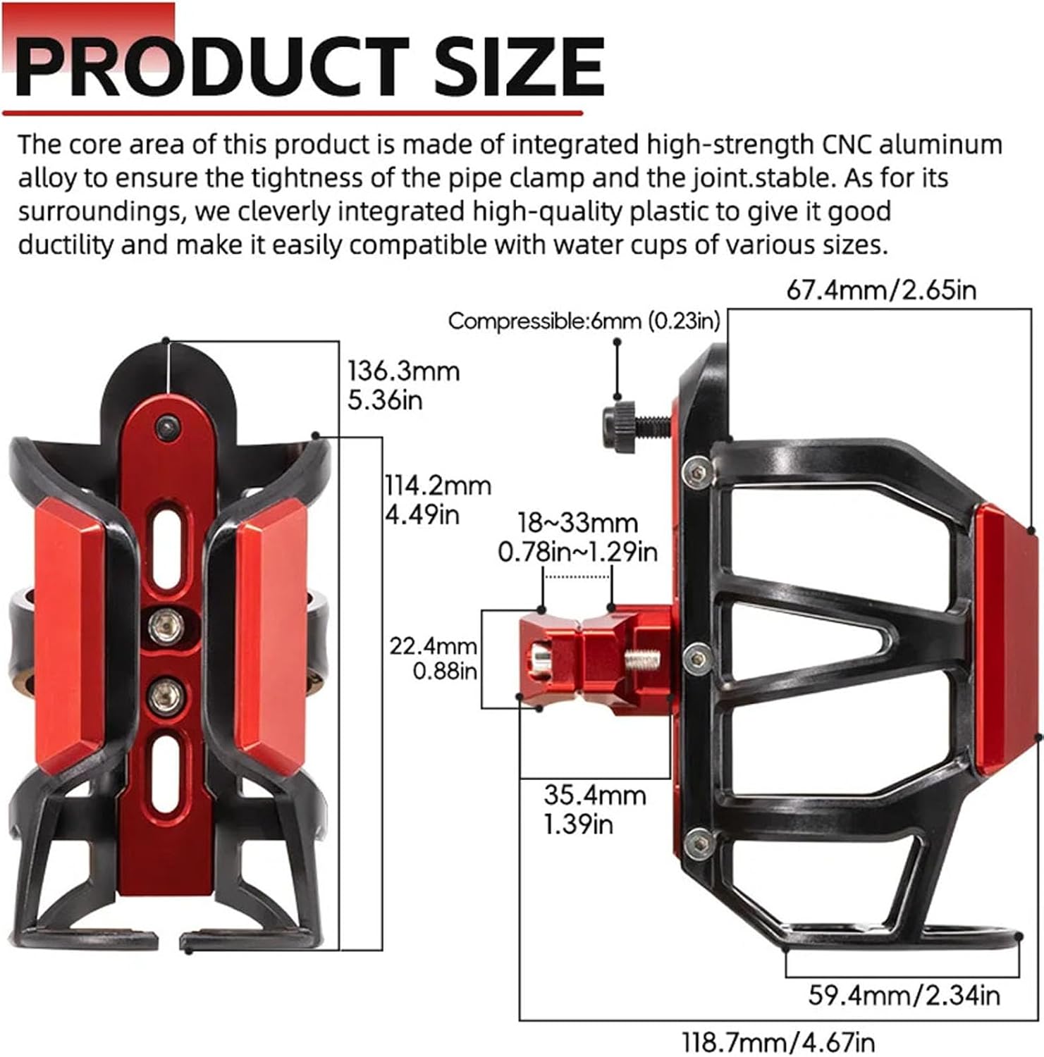 Suitable for DAX125 ST125 dax125 st125 2026 Motorcycle Accessories: Cup Holder/Water Bottle holder/360° Rotating Cup Holder (Black)