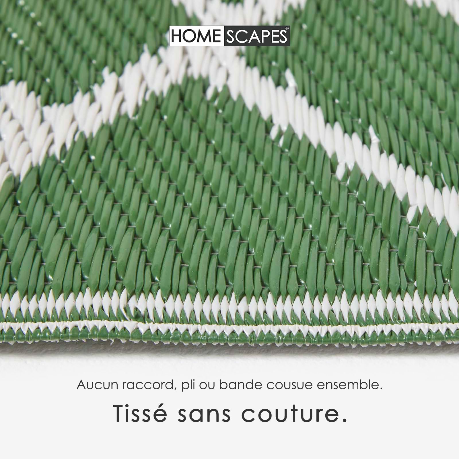 HOMESCAPES Tapis extérieur résistant Pluie et UV, Tapis de Jardin imperméable réversible Vert Ada, 180 x 270 cm, Intérieur extérieur terrasse Balcon
