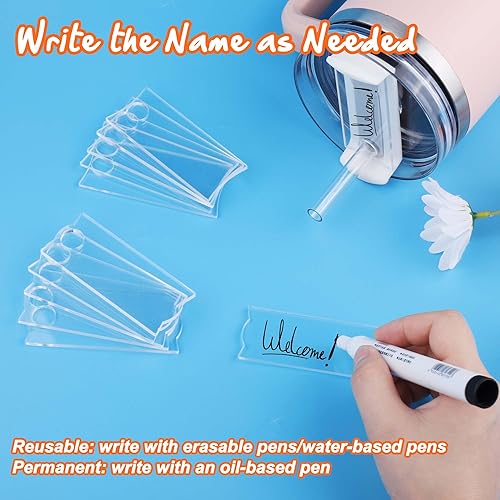 Miniatura 5 de AIERSA Placa de identificaciónetiqueta para vaso Stanley de 40 onzas con asa, 12 unidades, transparente