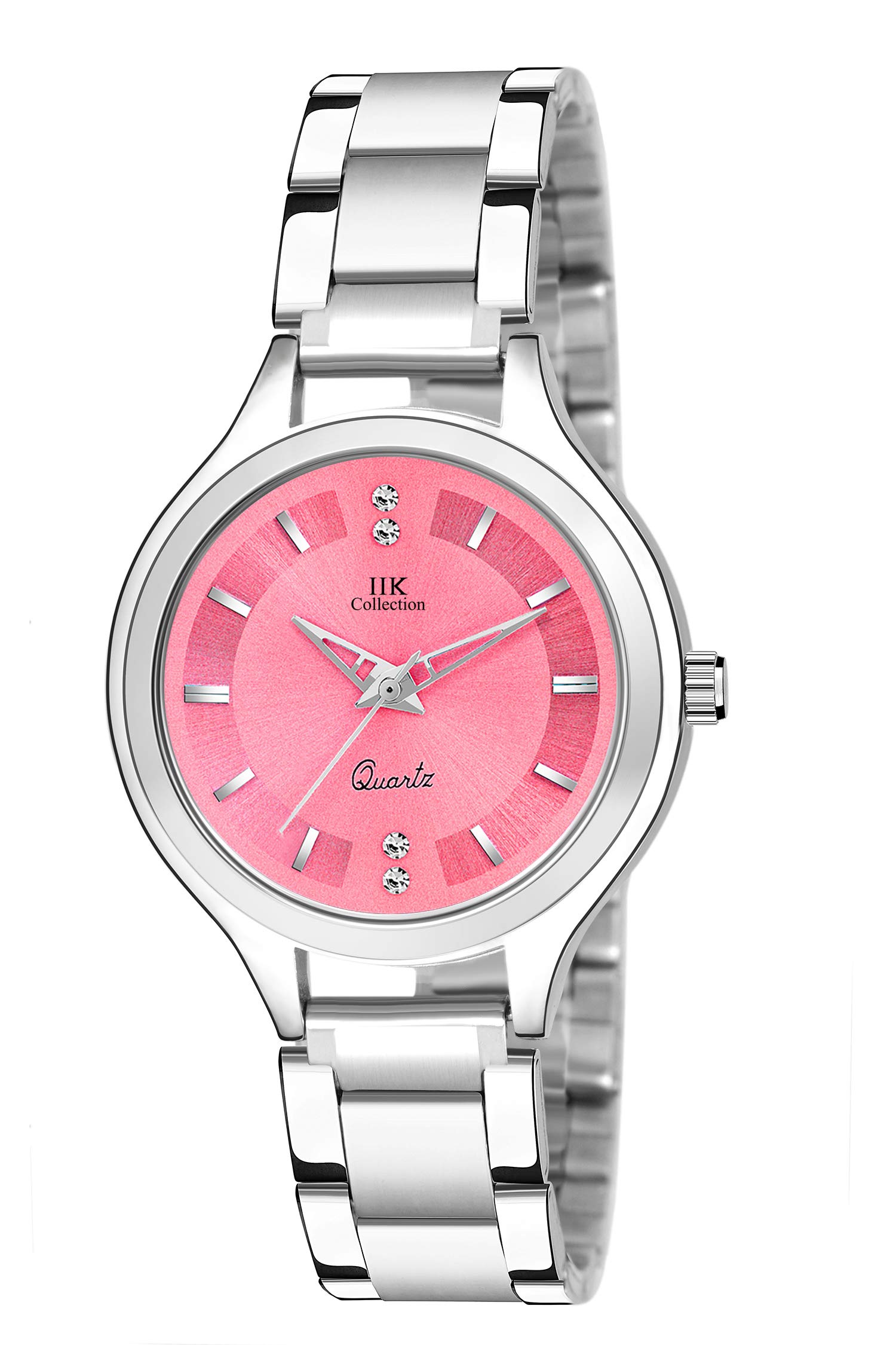 IIK COLLECTION Round Studded Dial |Analogue Quartz Movemnet Ladies Watch|Long Battery Life|Stainless Steel Adjustable Bracelet Chain Strap|Double Lock Clasp Safety Watches for Girls (B08QW3PPQG) Amazon Price History, Amazon Price Tracker