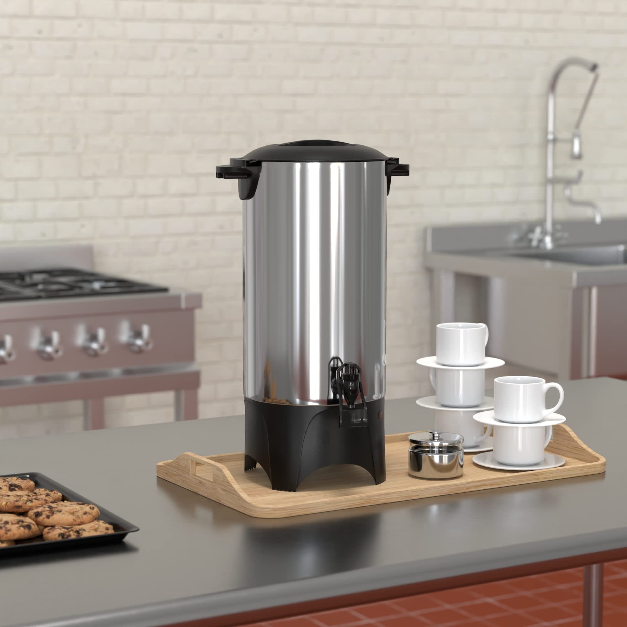 Krollen Industrial 46 Cup (230 oz.) Stainless Steel Single Wall Coffee Urn - 120V, 1000W, for Catering, Restaurant, Buffet