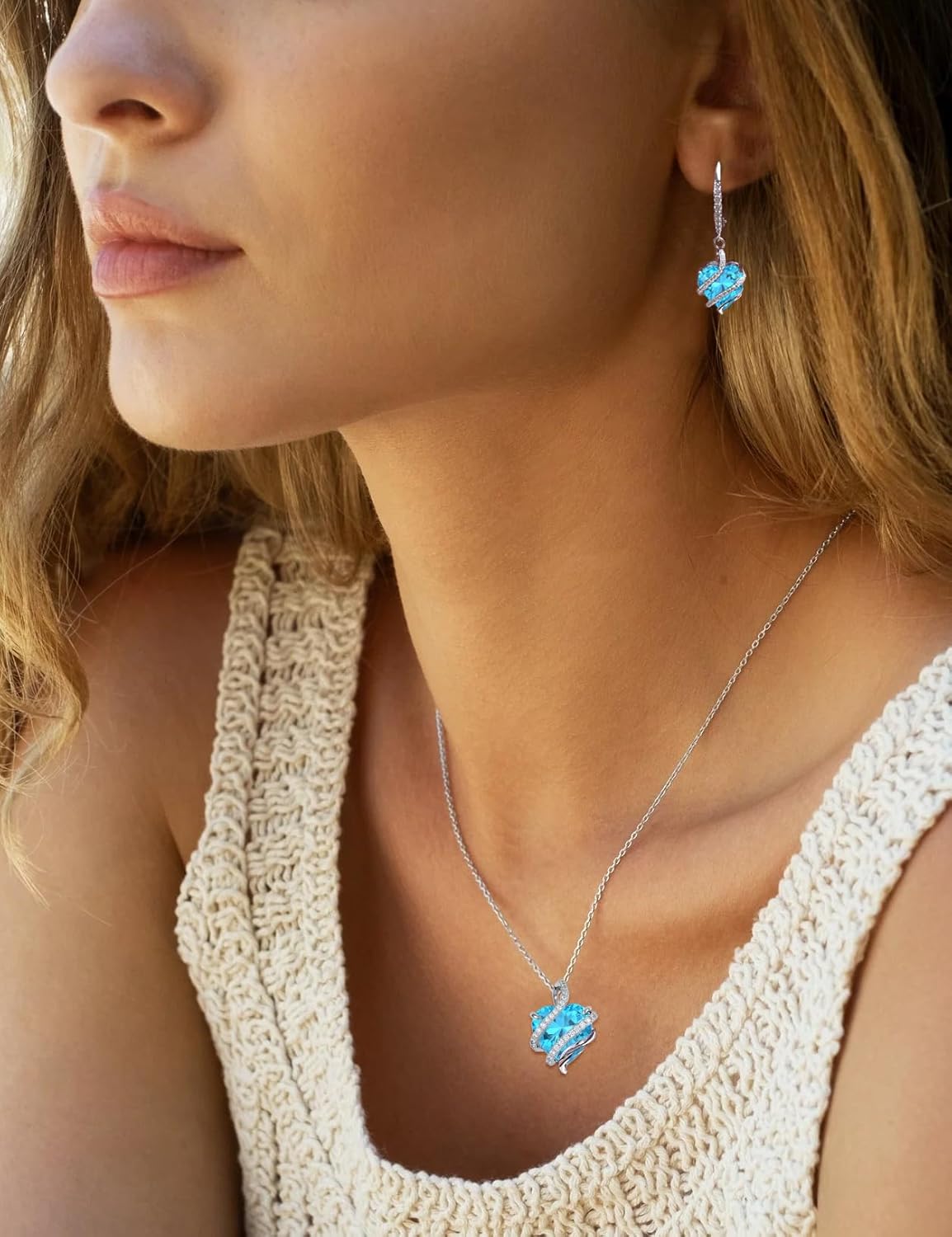 Starchenie 925 Sterling Silver Heart Earring Birthstone Leverback Dangle Drop Earrings for Women