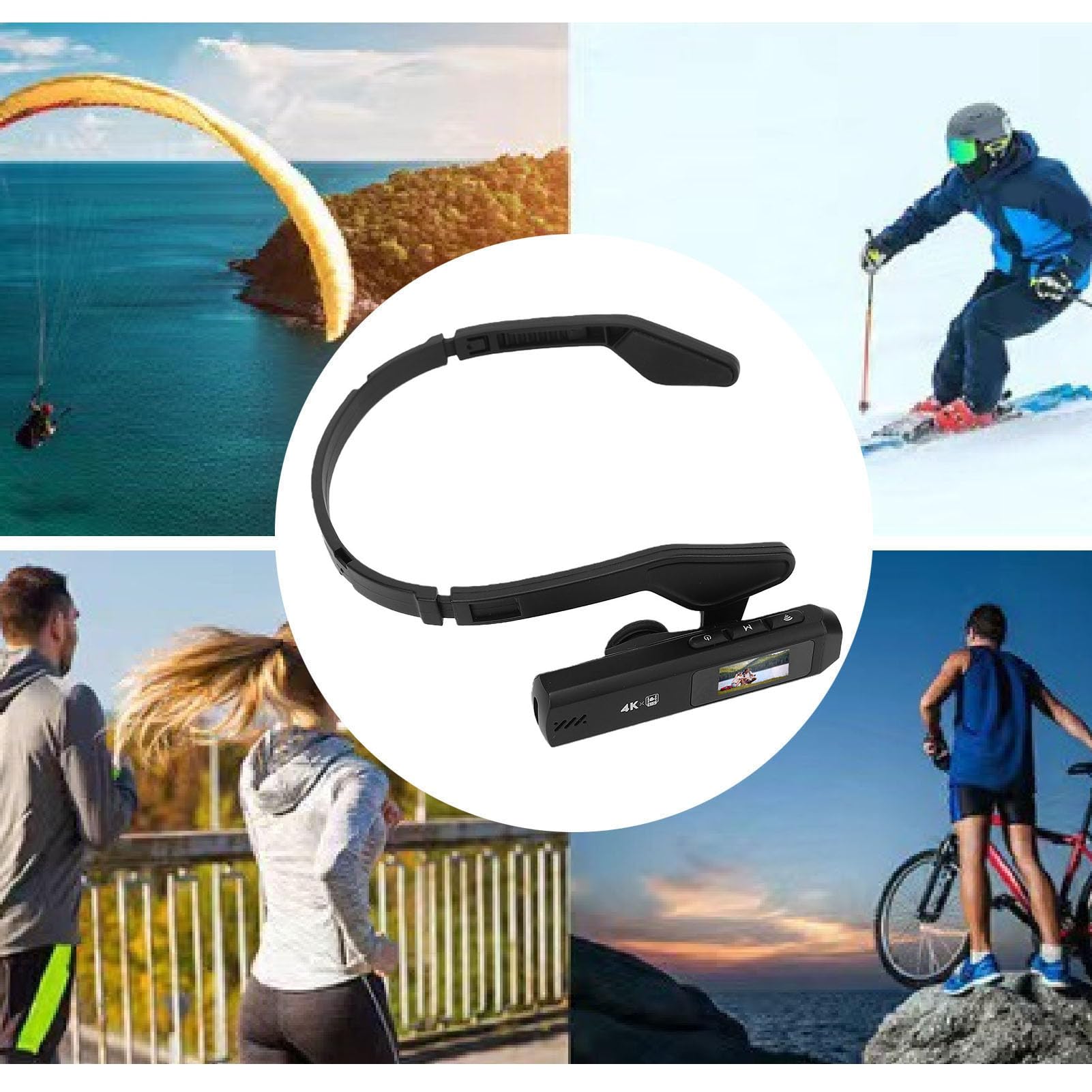 XUMIUZIY Videocamera Montata Sulla Testa, Videocamera 4K Grandangolo | Schermo da 0,96", Controllo APP WiFi, EIS 6.0, Video HD 60FPS Hands-free