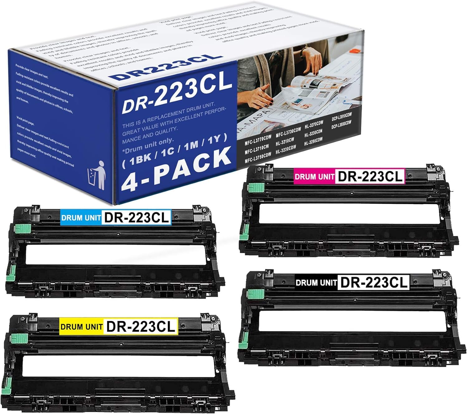 Amazon.co.jp: 4パック DR223CL DR-223CL ドラムユニット 交換用