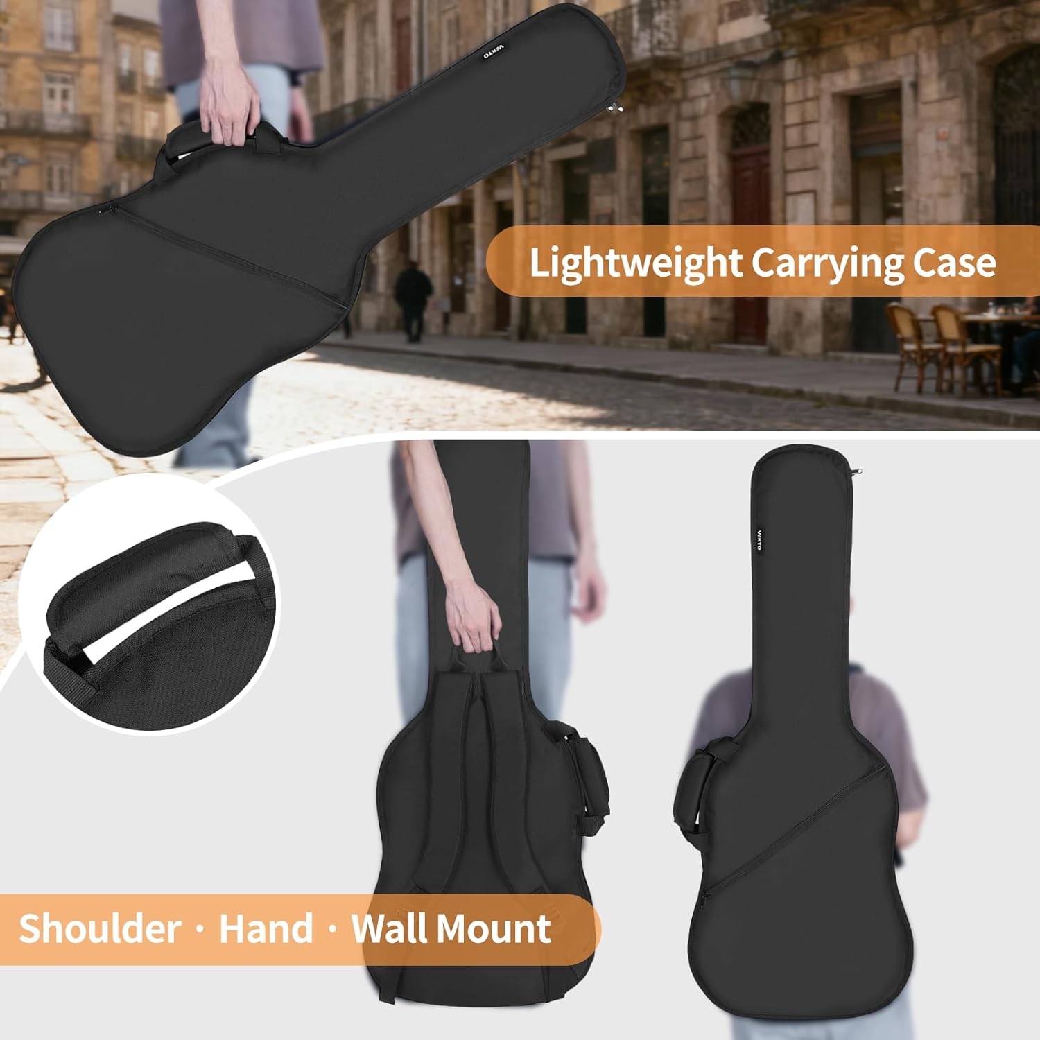 VEKTO Lightweight Electric Guitar Gig Bag 41 Inch – Portable Waterproof 600D Oxford Soft Case with 10mm Padding, Dual Shoulder Straps & Large Pocket, Perfect for Travel & Daily Use