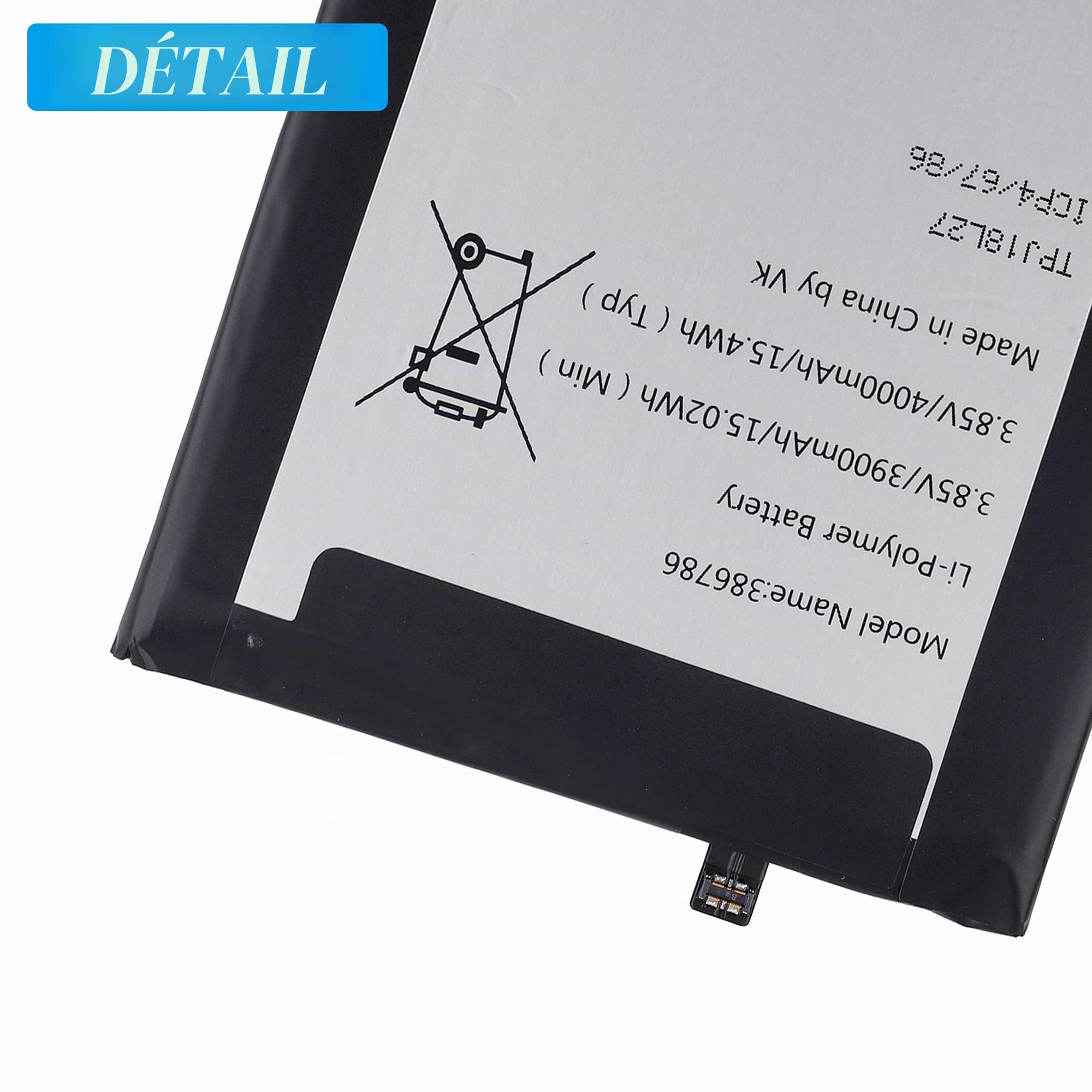 Batterie de rechange WIKO 386786 compatible avec Wiko View 3 Pro, Wiko View 4 LITE/Wiko Y81 avec outils