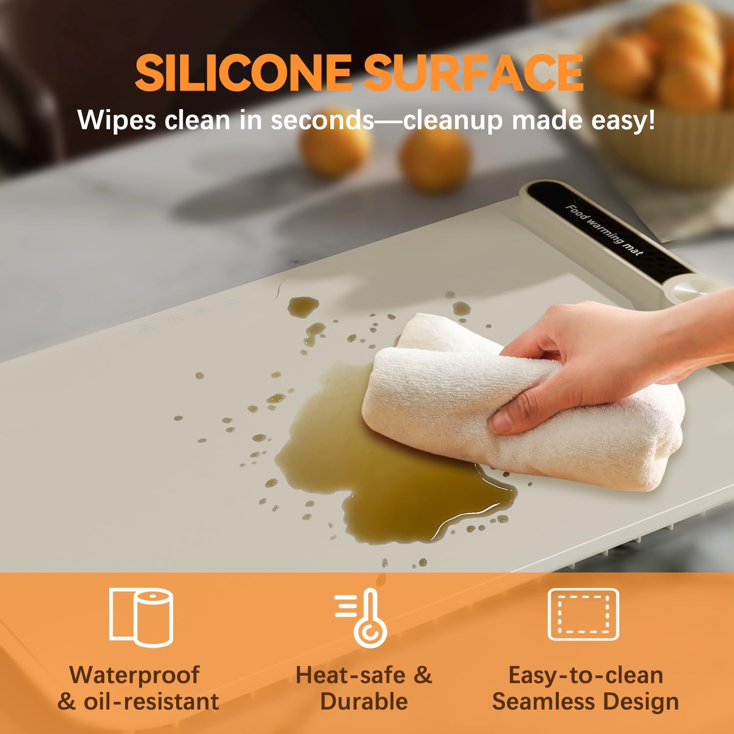 Food Warming Mat, 8S Fast Heating Silicone Electric Warming Tray with 9 Level Adjustable Temperature, 6 Hours Timer Food Warmer for Parties Buffet Gatherings Holidays Daily Use