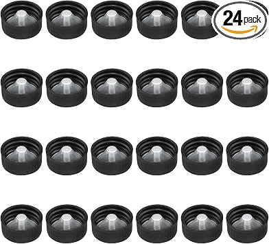 Phenolic Resin Covers for Daily Chemical Food and Cosmetic Bottles 24mm Black Polyester Seal Screw Caps 24PCS