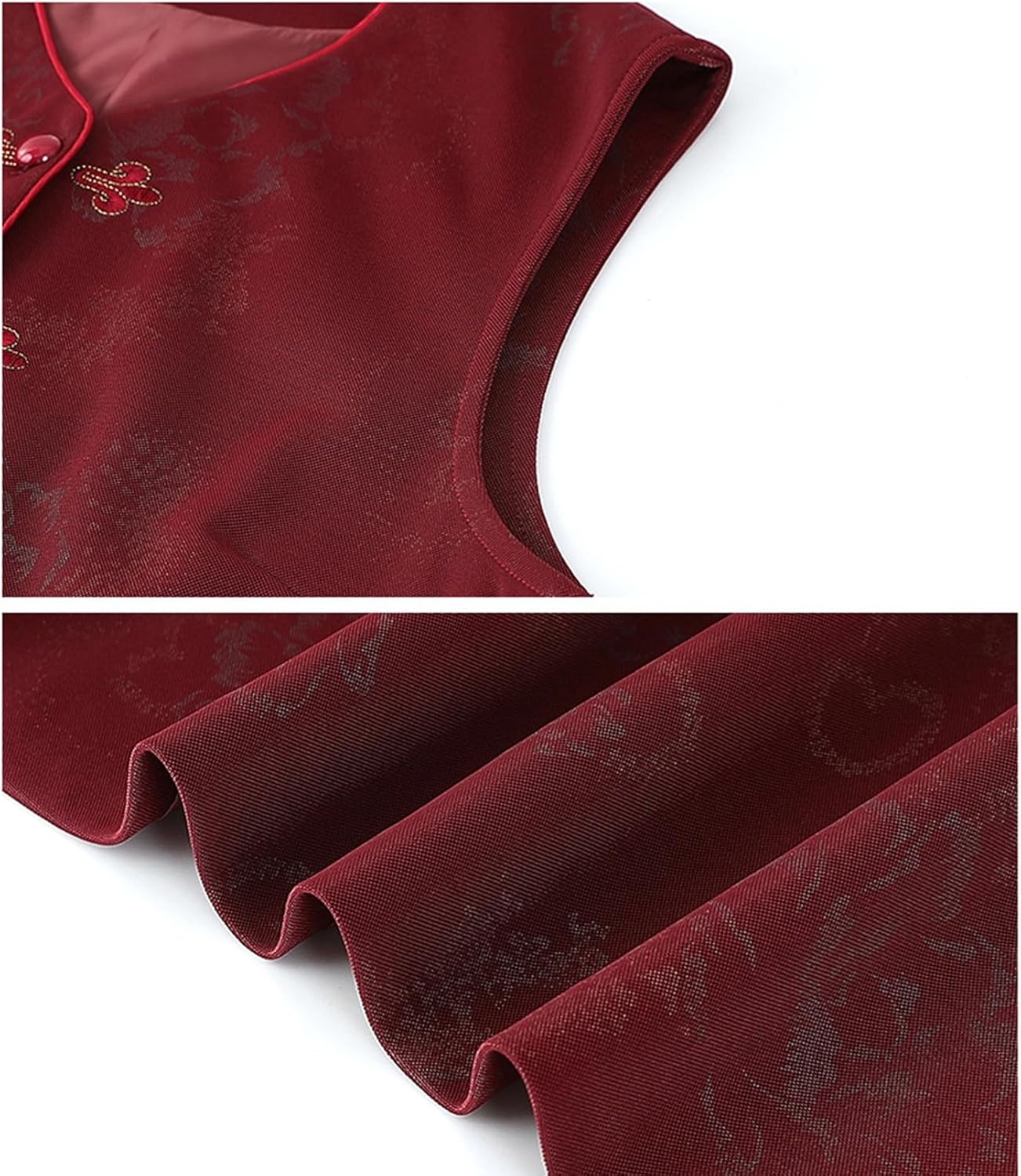 [RAMEMO] レディースベスト 無袖ジャケット チョッキ 中年向け 高齢者 花柄 Vネック 中華風 シニア女性 お年寄り あった