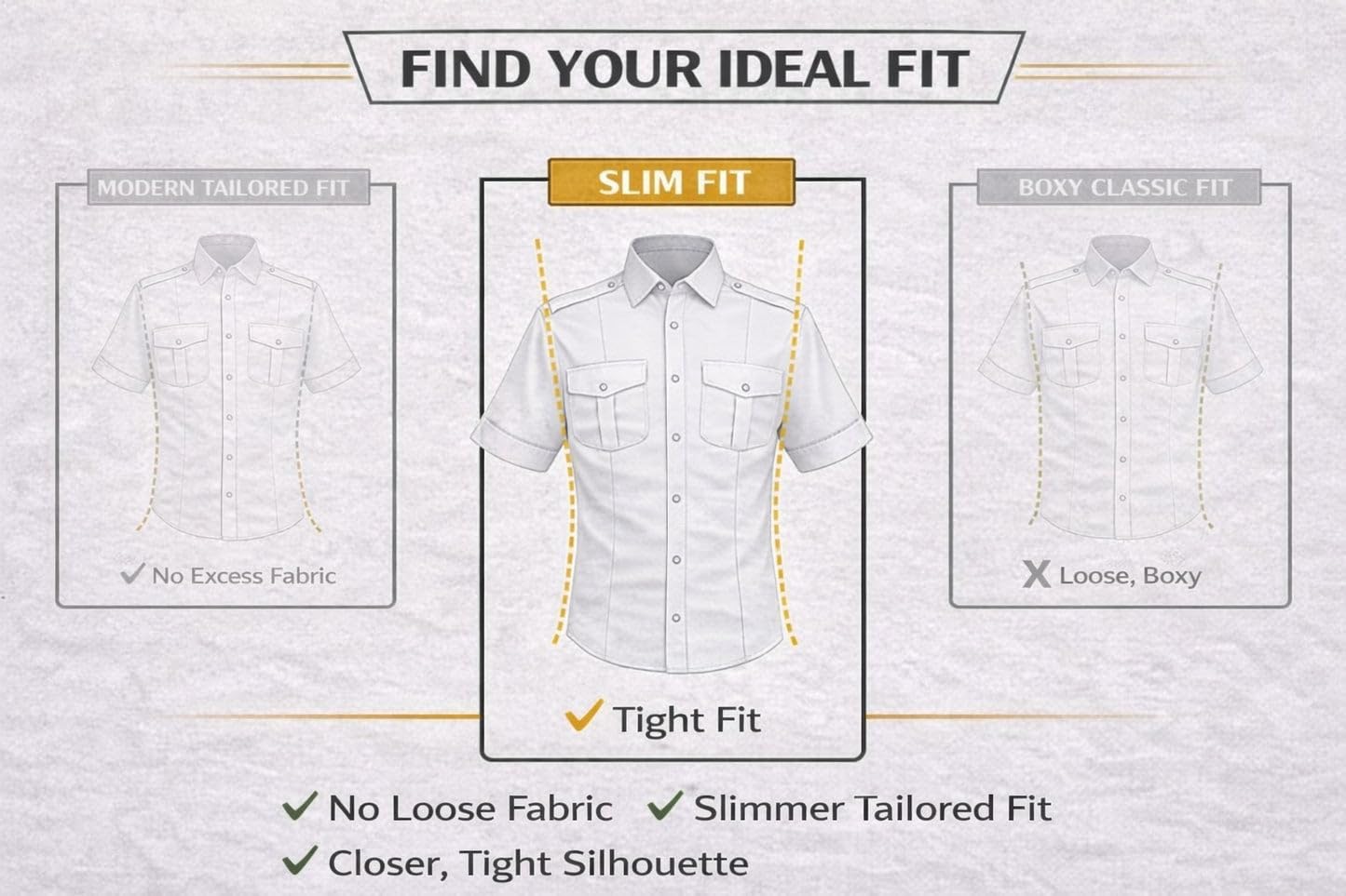 Men’s Pilot Shirt – Gold Label Slim Fit Aviator Shirt, Long Sleeve Stretch Fabric, Epaulette Tabs