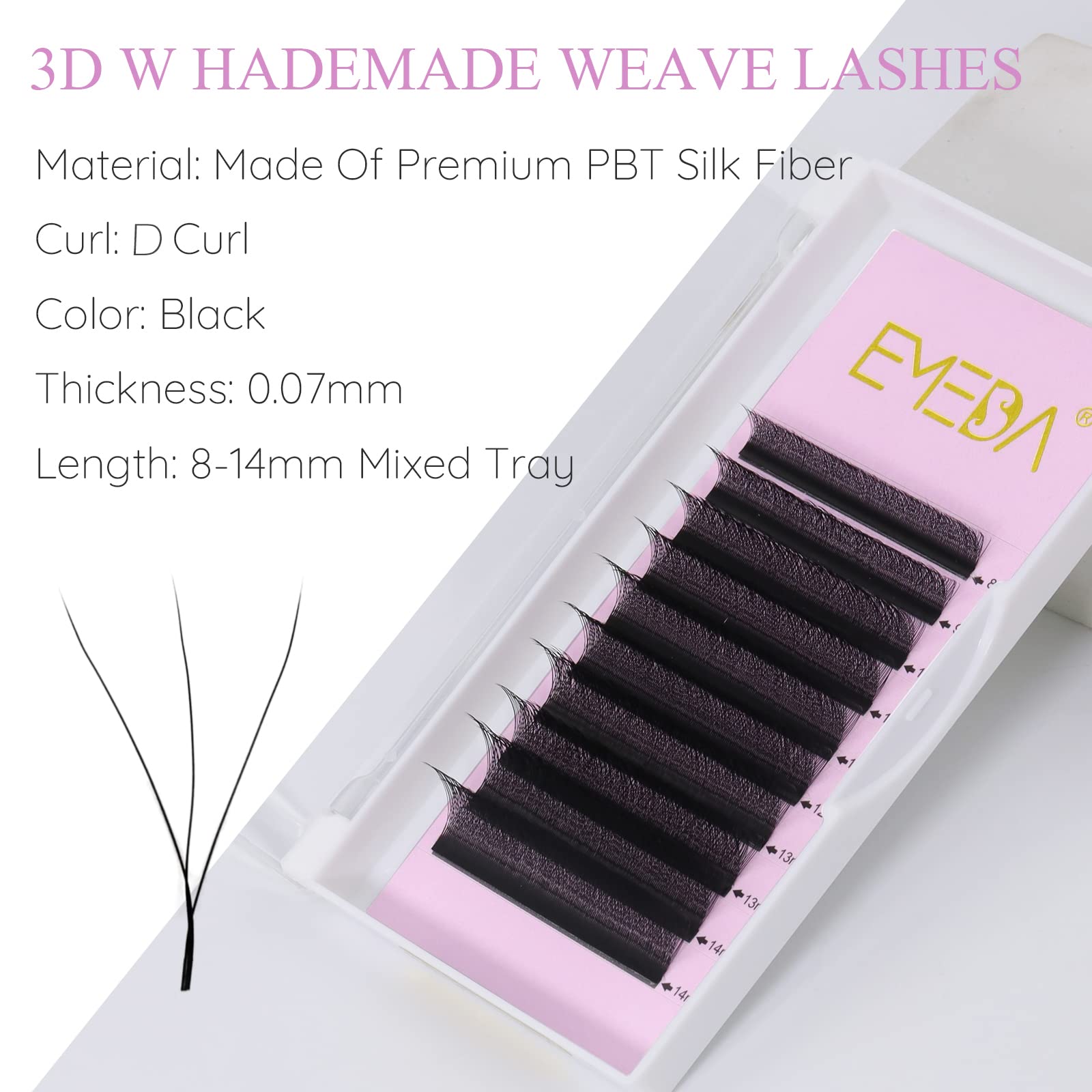 EMEDA W-shaped Premade Fans 0.07mm Lash Extensions D Curl 12mm Automatic Blooming Lashes Y Eyelash Extensions YY Volume Lashes Pre Made Fans W Lash Extensions Supply (0.07 D 12mm) - Image 3
