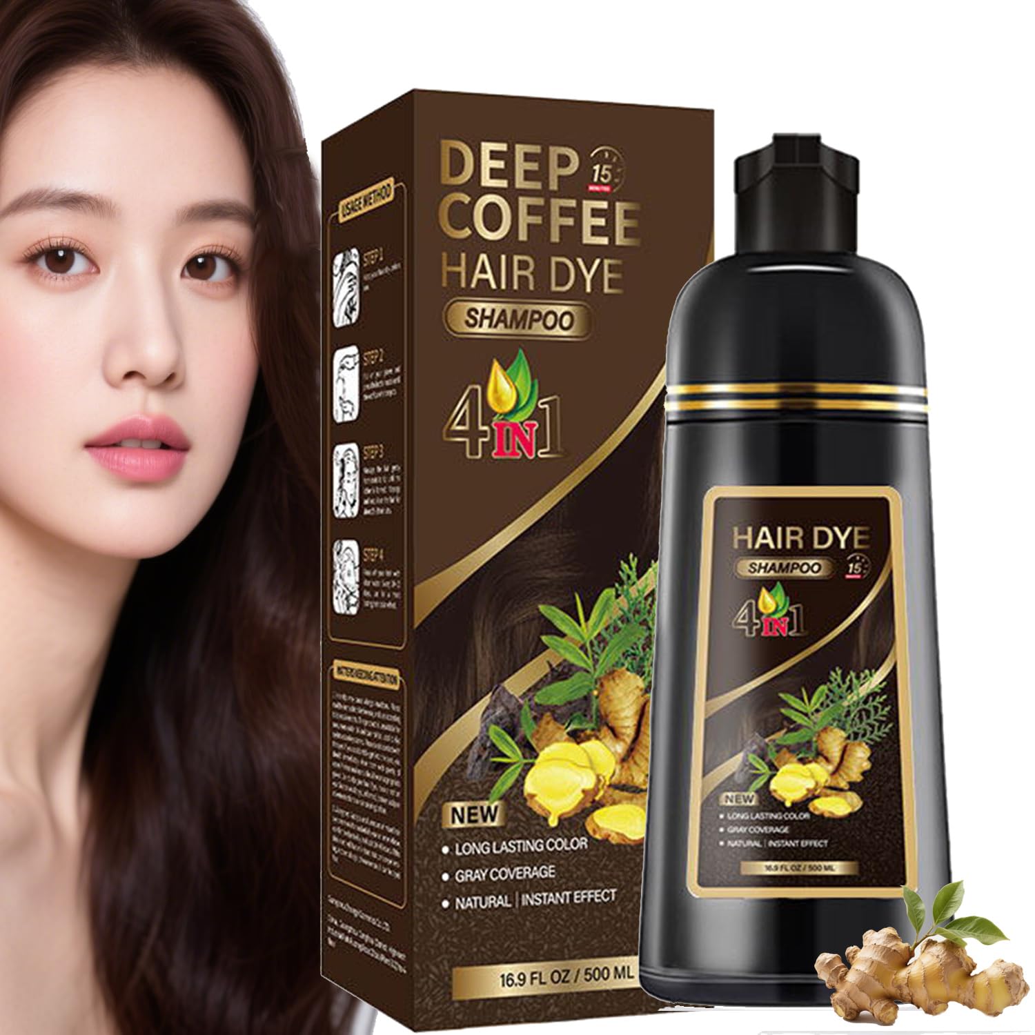 Amazon | 2025 New ヘアカラーシャンプー,Hair Dye Shampoo 4 in 1