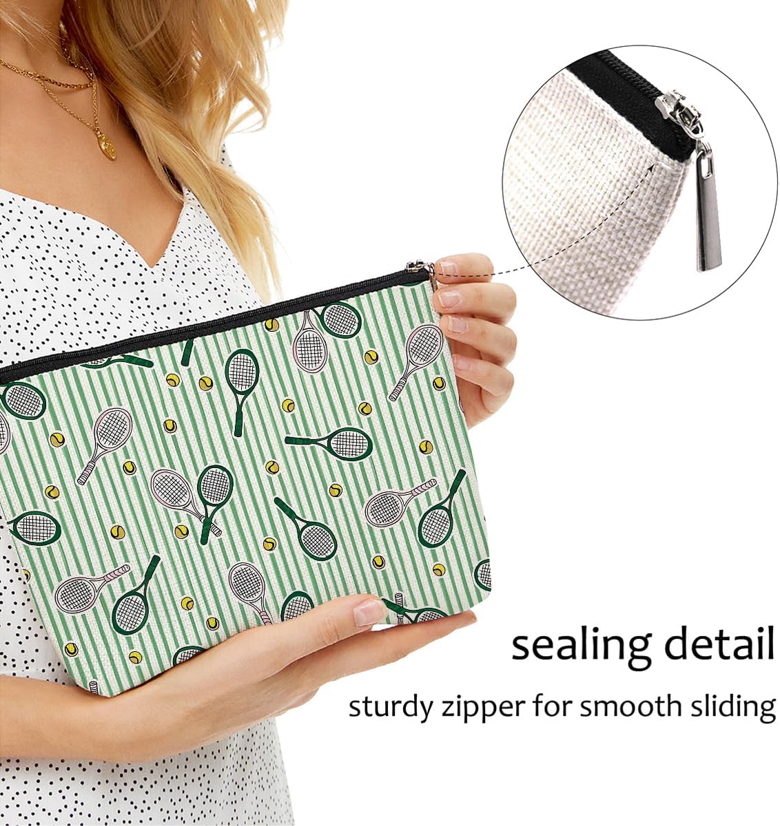 4 PCs Inspiring Tennis Makeup Bag, Accessories Gift Cosmetic Toiletry Bag - Graduation Birthday Gifts for Tennis Lovers - Image 6